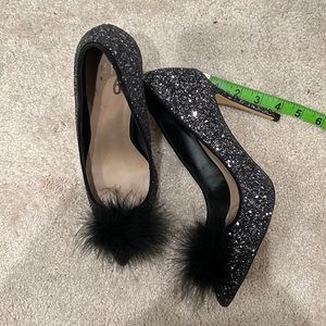 Black and silver sparkle pumps